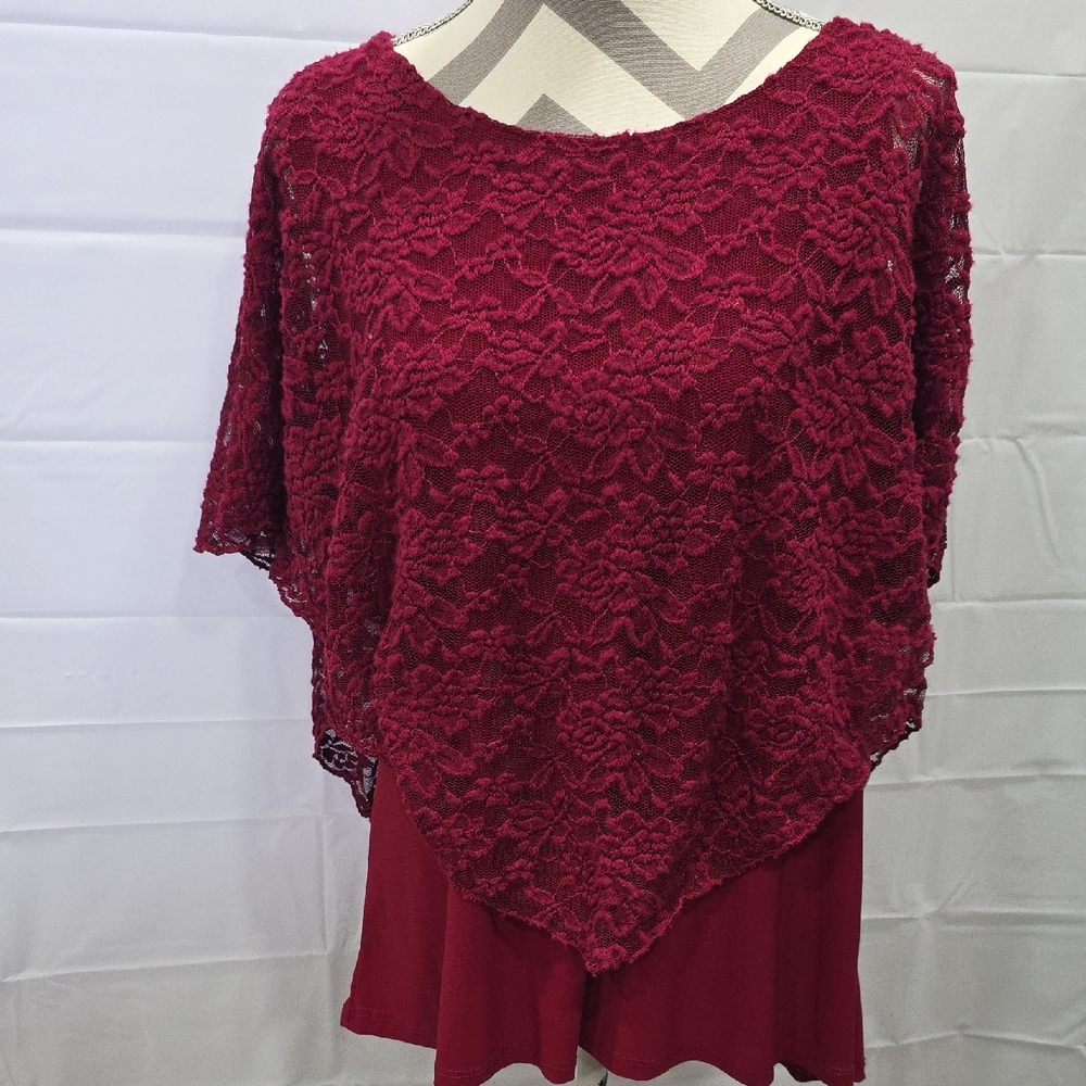 Elegant Burgundy Lace Women's Top